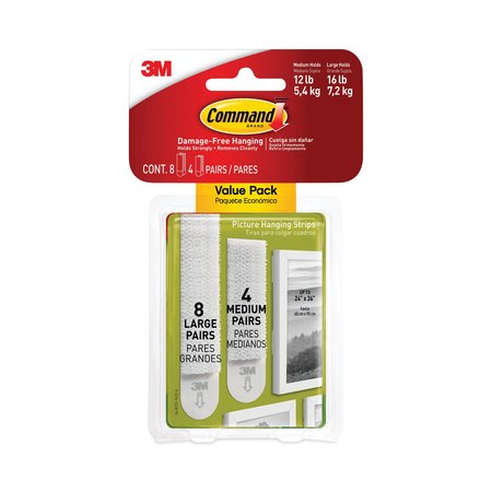 Command Picture Hanging Strips, Value Pack, Removable, White, Med/Large, PK24 17209ES